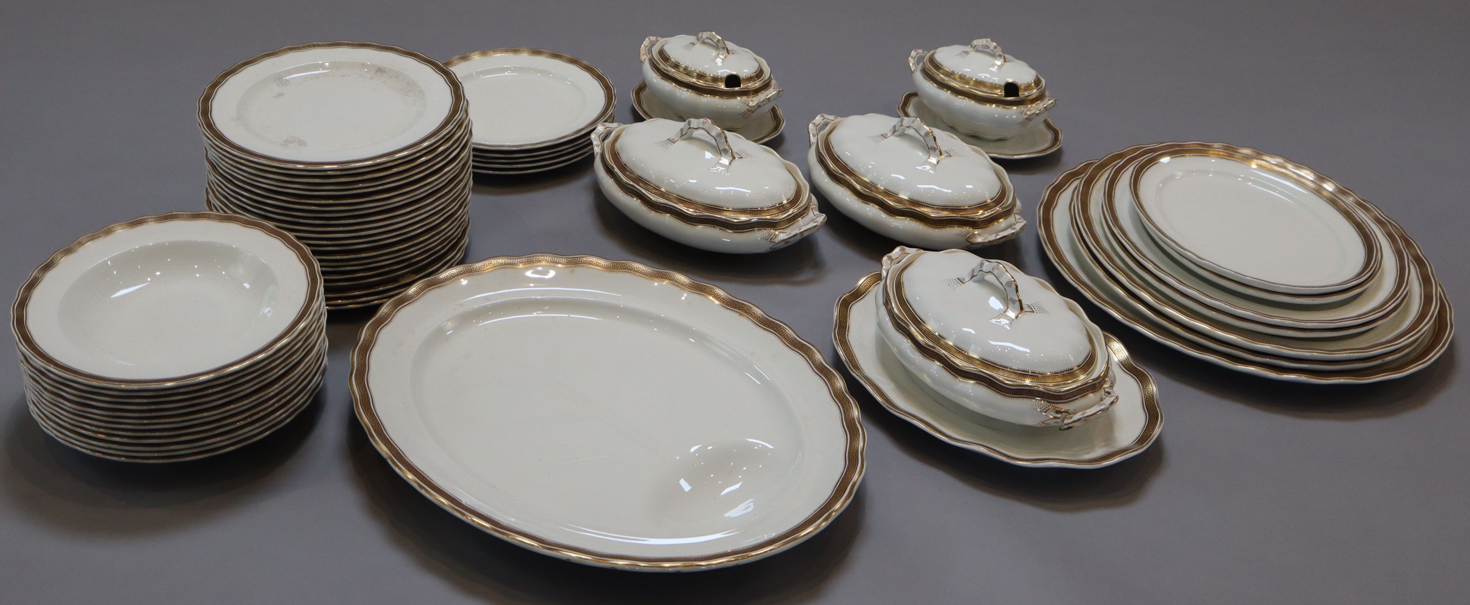 A Thomas Furnival & Sons fifty three piece part dinner service,